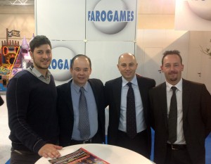 Luca, Mariano and Antonio from Faro Games with Steven Tan (2nd left).